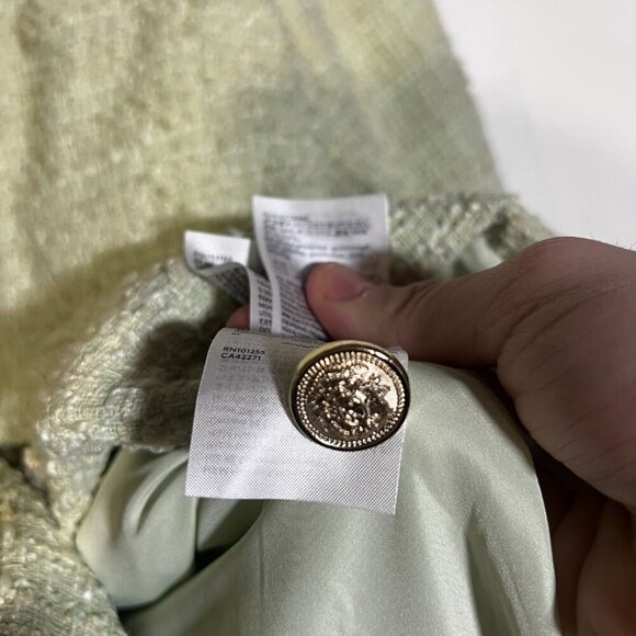 H&M Boucle Jacket Pistachio Green and White Gold Buttons Size Medium Preppy NWT - Picture 9 of 9